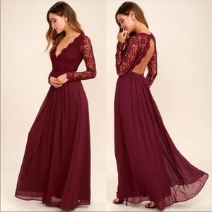 Awaken My Love Burgundy Lace Maxi